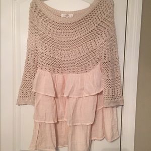 Ruffled cream sweater