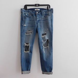 Hollister Ripped Low Rise Boyfriend Jeans