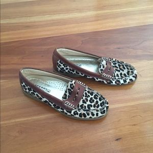 Sperry leopard loafers