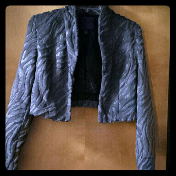 Gray/silver textured pattern dress jacket.