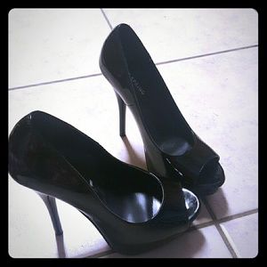 Black peep toe heels