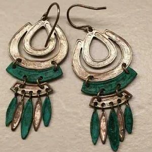 Patina earrings, tourquise with silver