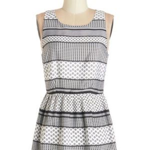 Black and white fit and flare dress