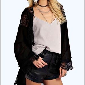 Boohoo black chiffon kimono