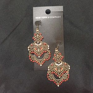 Burnt orange and gold chandelier earrings
