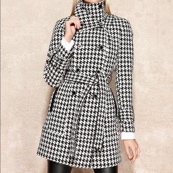 Calvin Klein Wool Houndstooth Coat