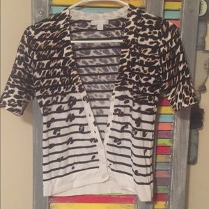 NYC half button cheetah print cardigan