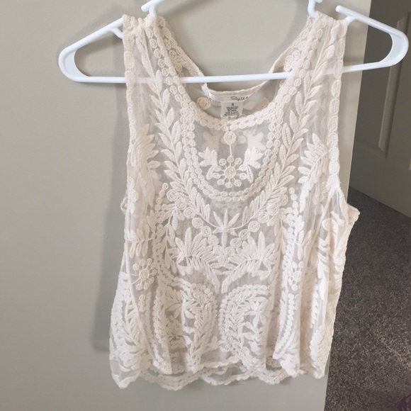 Tops - Sheer lace detail top