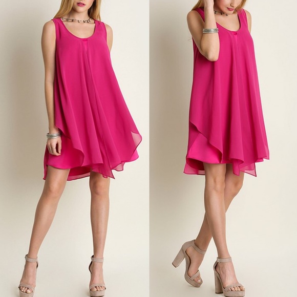 Bellanblue Dresses & Skirts - 🆕ROBBIE flutter sleeveless dress - FUSCHIA
