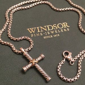 Authentic David Yurman Cross Necklace with Gold