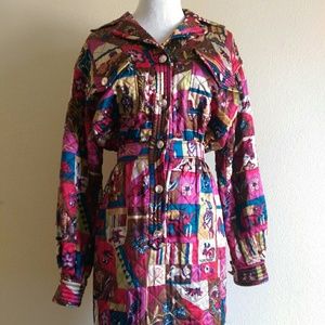 VALENTINO silk print 80s retro dress
