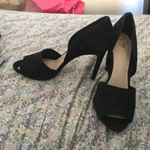 Black suede Vince Camuto heels