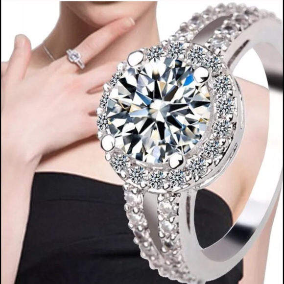 Sterling Silver plated CZ Wedding Ring