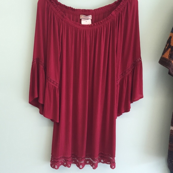 Burgundy boho dress