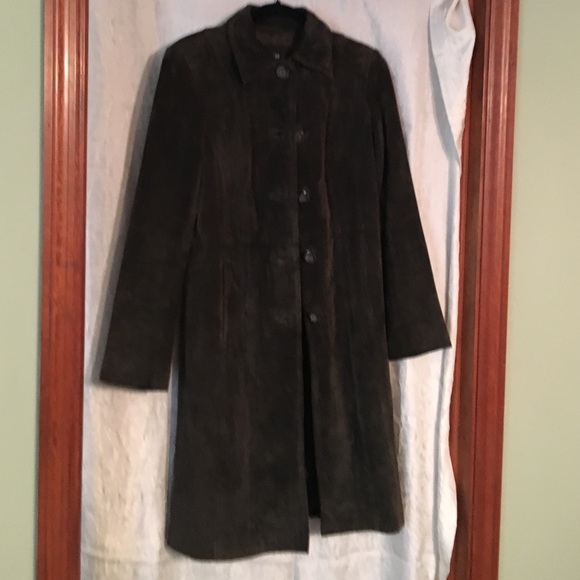 Chocolate brown suede leather coat