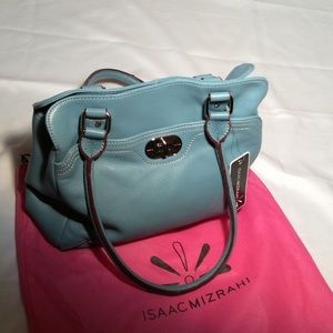 ISAAC MIZRAHi  Blue Leather Bag Nwt