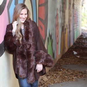 Brown Faux Fur Cape