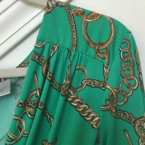 Kelly green faux wrap dress