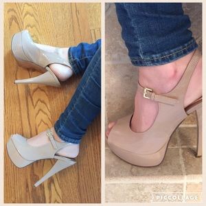 Steve Madden nude peep toe slingback heels 7.5
