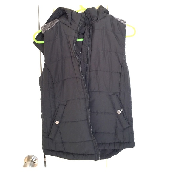 Charcoal gray hooded vest