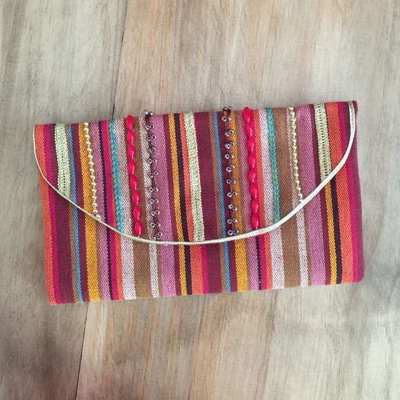 Limited Edition stripped and beaded handbag