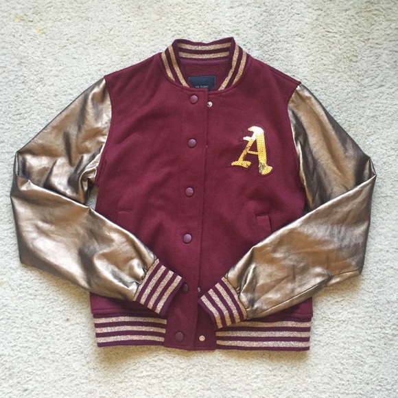 Gold and burgundy A's jacket