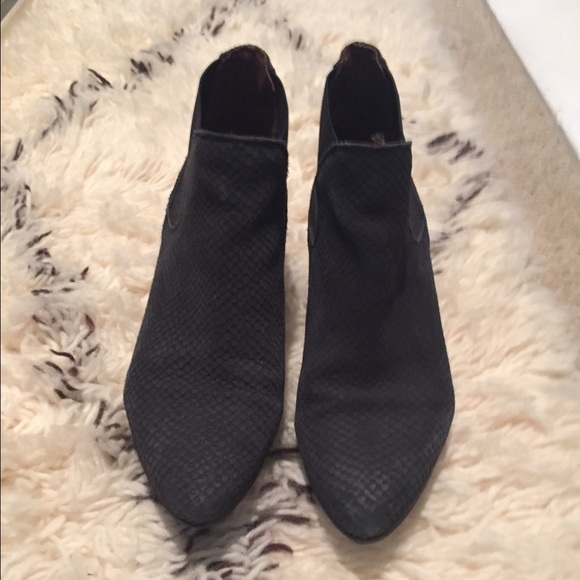 Black snakeskin booties from Anthropologie-size 7