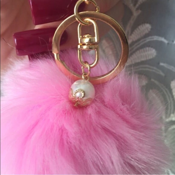 2/$15 Fur Ball & Faux Pearl Keychain Fobs - Picture 4 of 4