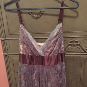 Lace dress. Brown and teal.