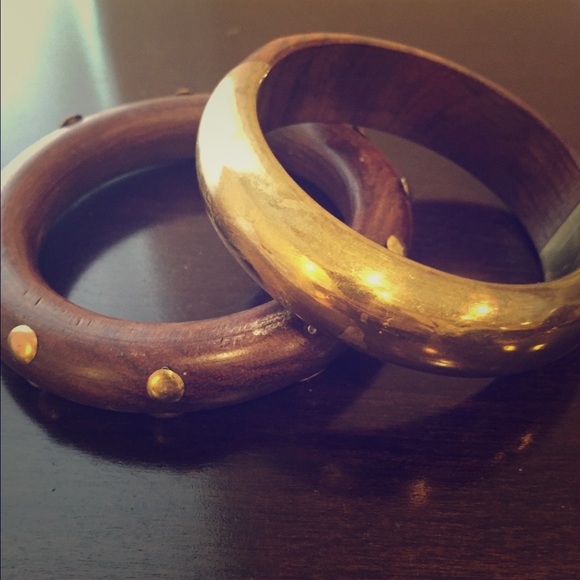 Wooden and Gold Bangles