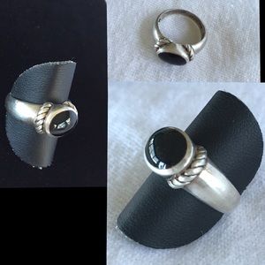 Size 7 Ring. Silver plated with onyx stone.
