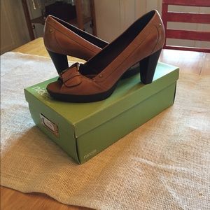 Nicole brown leather heels