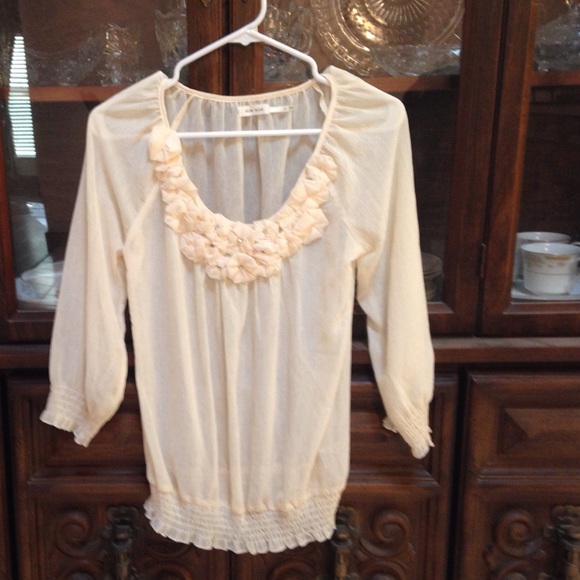 Cream white long sleeve blouse