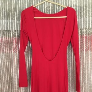 slinky red evening gown