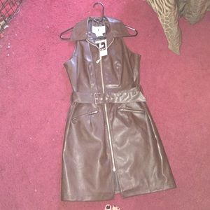 Brown leather dress