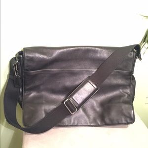 Coach Black Leather Messenger Style Bag