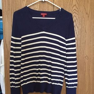 Ladies Striped V-Neck Sweater