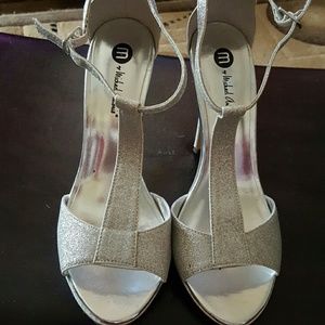 Silver high heel sandals
