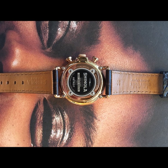 Rose gold Shinola watch with genuine alligator