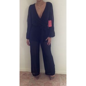 Black Sheer and Cut-Out Jumpsuit