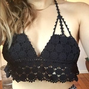 Free People crochet bathing suit swim crop top