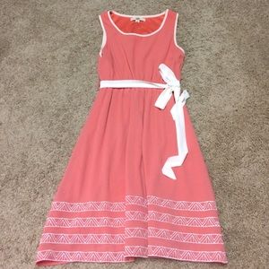 Pink white trim knee length dress small