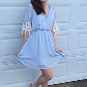 Dress with white lace sleeves