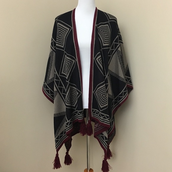 Do Everything in Love Sweaters - Tasseled Aztec Patterned Wrap Ruana- New w/Tags
