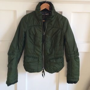 Free People Hunter Green Nylon Velvet Jacket Sz 4