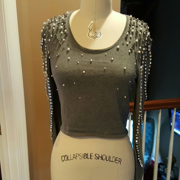 Nasty gal beaded crop sweater