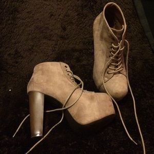Lace up heel booties