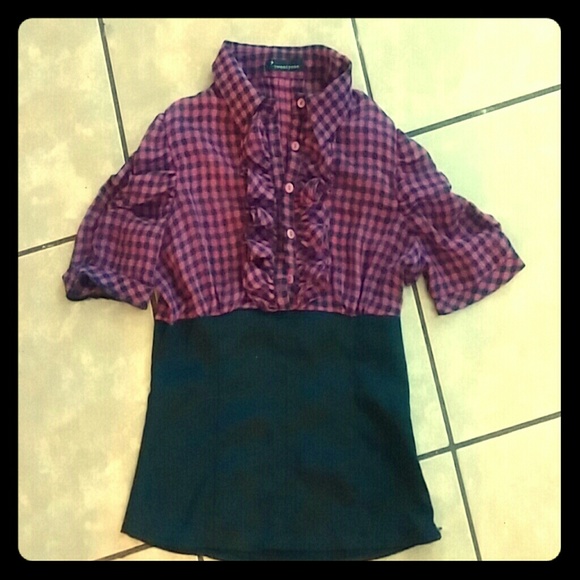 Pink and black plaid shirt