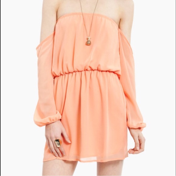 Tobi Peach Off the Shoulder Dress