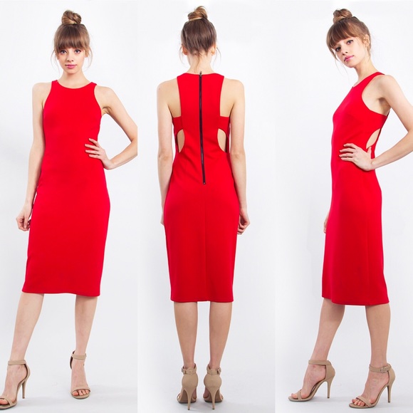 zara red cut out dress